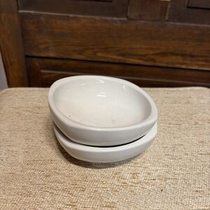 White Square Heavy Porcelain Footed Pedestal Appetizer Bowl 4 7/8" BII Set Of 2